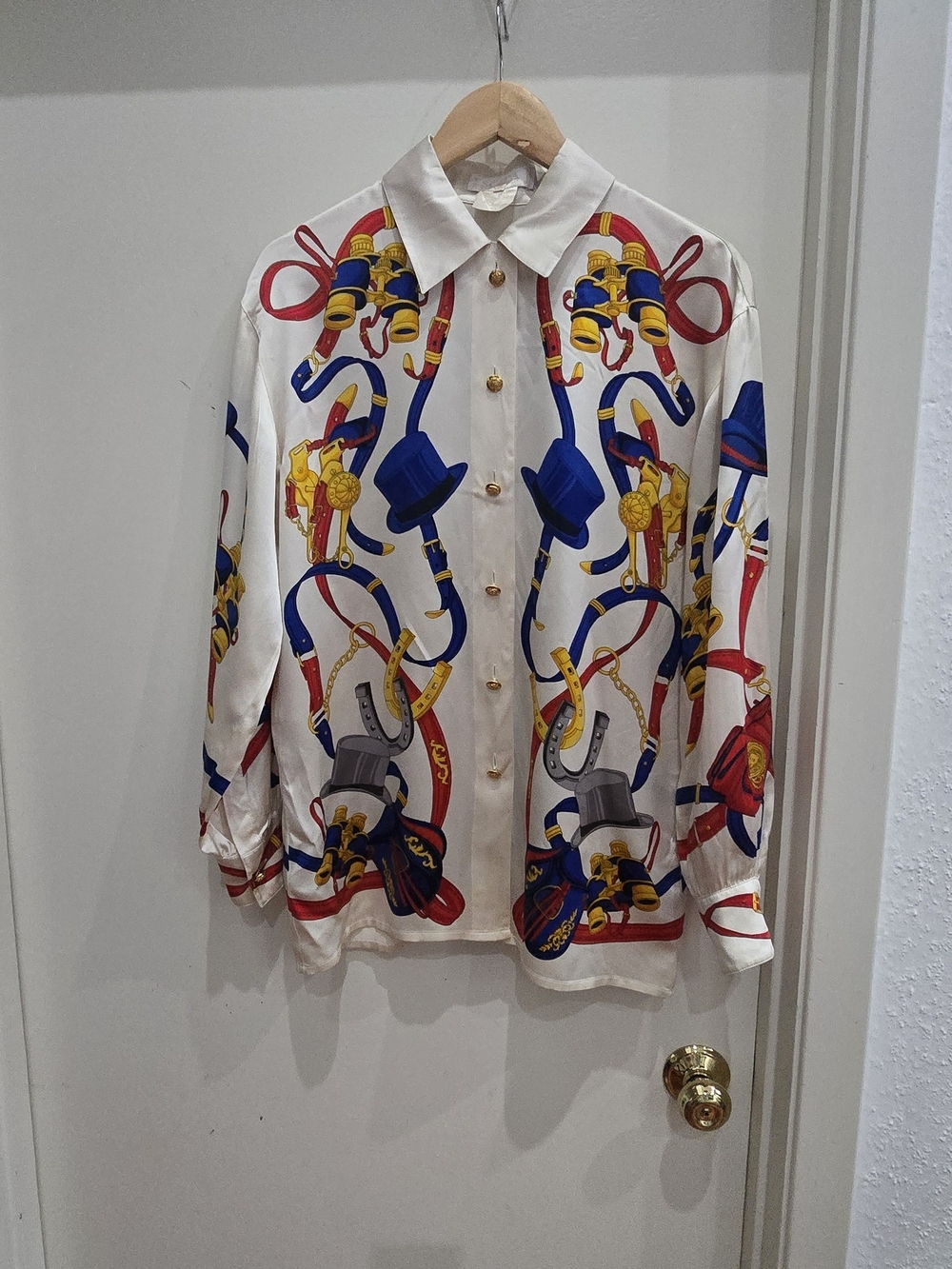 VTG Escada Margaretha Ley Silk Equestrian Blouse 38 West Germany MINT
